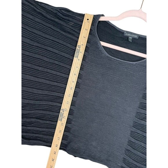 Eileen Fisher Petite Sz S Boucle Knit Poncho Pullover Black Oversized Preowned - Picture 7 of 11